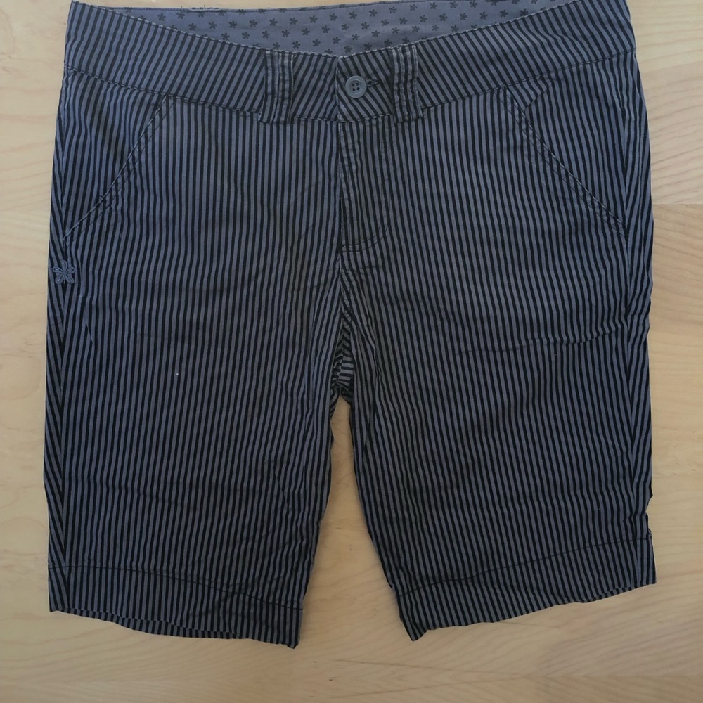Leia Charcoal Long Striped Shorts Preppy Y2K